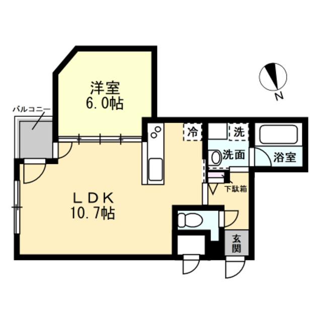 グランドステージ富山(1LDK/3階)の間取り写真