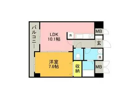 グラシア大濠(1LDK/4階)の間取り写真