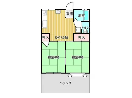 サンハイツ(2DK/1階)の間取り写真