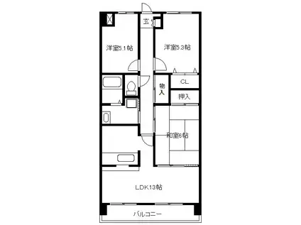 メルベーユ(3LDK/1階)の間取り写真