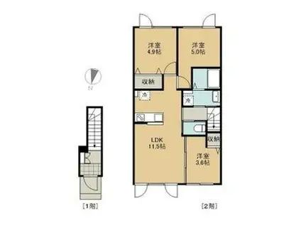 KAMS北22条(3LDK/1階)の間取り写真