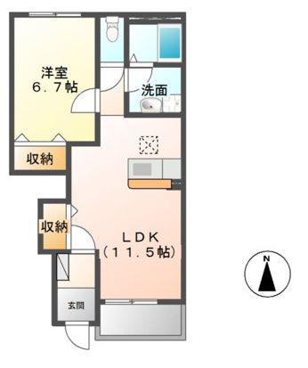 QUATRE BIEN(1LDK/1階)の間取り写真