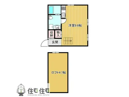 ペイサージュ(ワンルーム/2階)の間取り写真