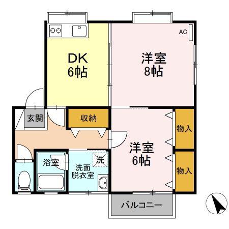 グリーンハウスマツダ B(2DK/1階)の間取り写真