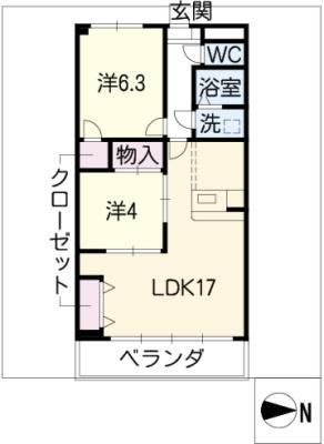 グランドステージ桜ヶ丘(2LDK/3階)の間取り写真