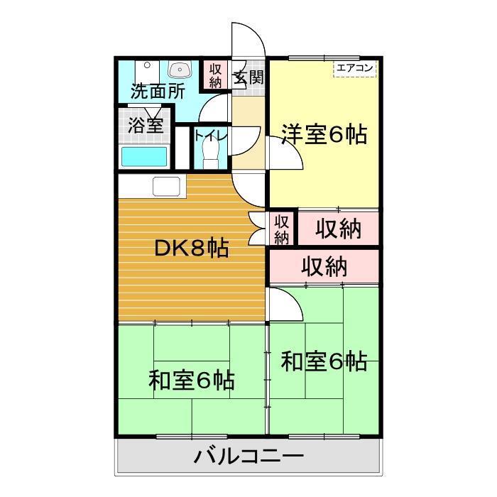 グランドール下関(3DK/1階)の間取り写真