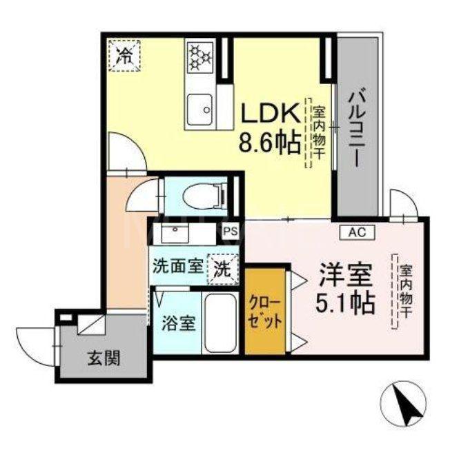 グリシーナ鵠沼石上(1LDK/2階)の間取り写真