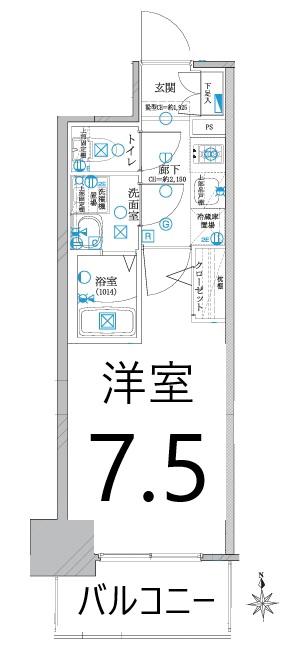 ディアレイシャス名古屋太閤通IV(1K/9階)の間取り写真