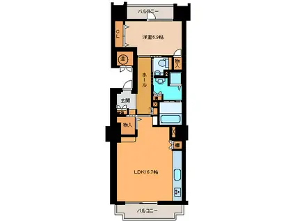 パシフィック西6条イーストウイング(1LDK/3階)の間取り写真