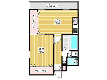 グレイスイン天満(1LDK/2階)の間取り写真