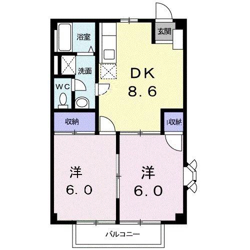 ニューシティーコロンビア(2DK/1階)の間取り写真