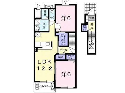 キャニオン(2LDK/2階)の間取り写真