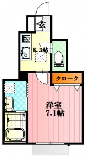 SHAMBRE古市B棟(1K/1階)の間取り写真