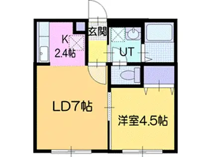 ARVO岩見沢(1LDK/2階)の間取り写真