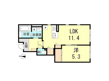 フェリス西岡本(1LDK/1階)の間取り写真