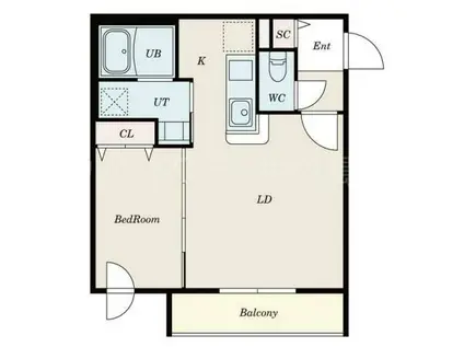 インデックス中の島(1LDK/3階)の間取り写真