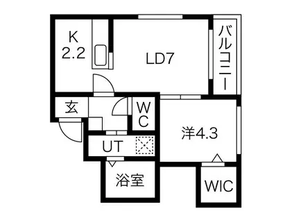 アウラ サッポロ(1LDK/4階)の間取り写真