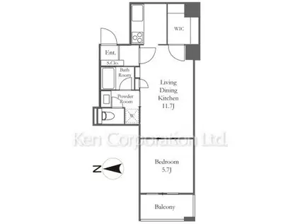 リバーシティ21 イーストタワーズII(1LDK/11階)の間取り写真
