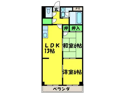 第2安田ビル(2LDK/5階)の間取り写真