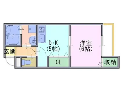 KURASU(1DK/2階)の間取り写真