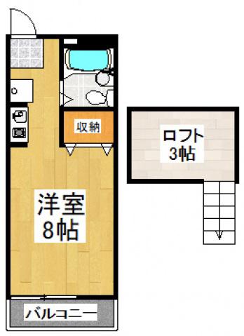 ハイツ野塩(1K/2階)の間取り写真