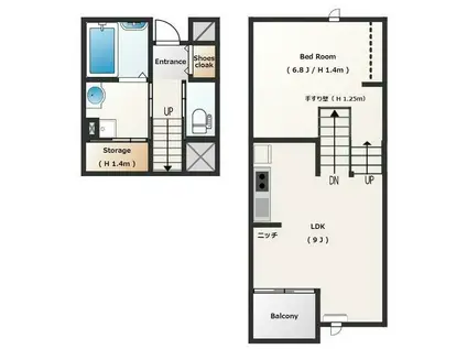 ELM -C-(ワンルーム/2階)の間取り写真