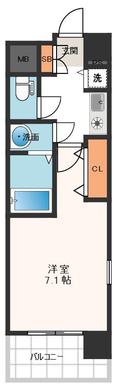 エイペックス心斎橋東(ワンルーム/6階)の間取り写真