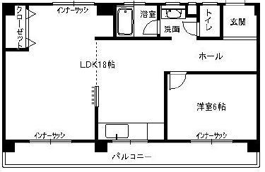 親和マンション(1LDK/3階)の間取り写真