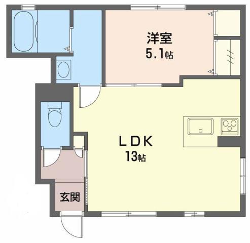 シャーメゾン サン フローリッシュ(1LDK/1階)の間取り写真
