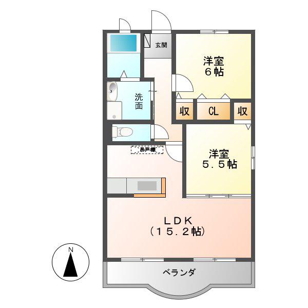 CAVALLINORAMPANTE(2LDK/3階)の間取り写真