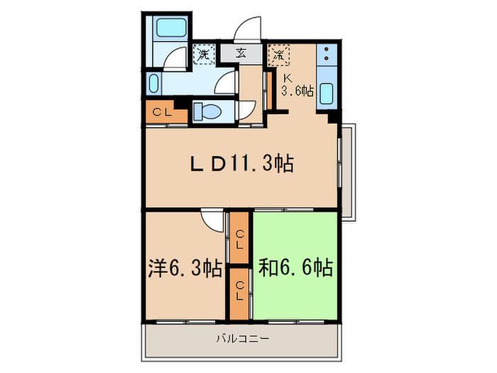 パークセリタ(2LDK/2階)の間取り写真