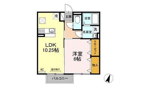老松町 コーポ物件(1LDK/1階)の間取り写真