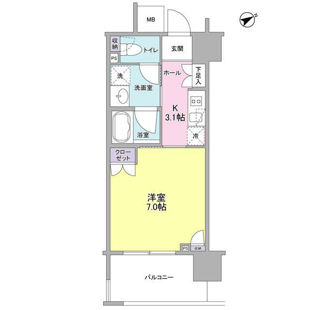 フレアージュ恵比寿(1K/7階)の間取り写真