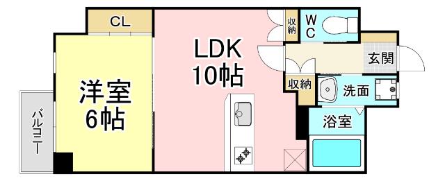 飛幡プライド(1LDK/6階)の間取り写真