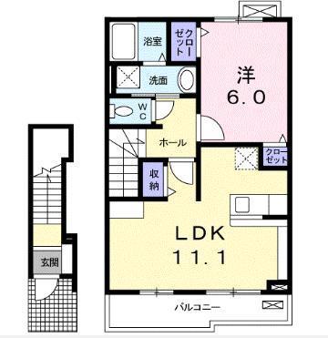 メゾン・オーブ I(1LDK/2階)の間取り写真