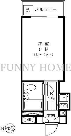 ペガサスマンション経堂(ワンルーム/4階)の間取り写真