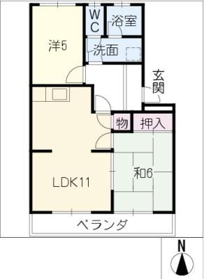 パークシティめぐみ(2LDK/2階)の間取り写真