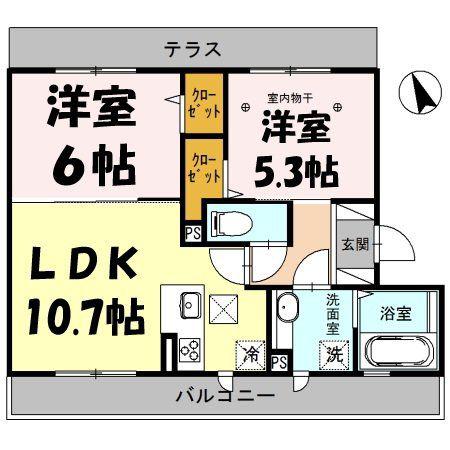 DES AILES DEUX(2LDK/1階)の間取り写真