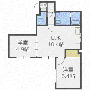 ΑNEXT札幌第15(2LDK/4階)の間取り写真