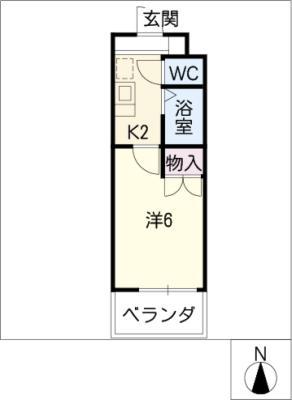 ヒサゴハイツI(1K/2階)の間取り写真