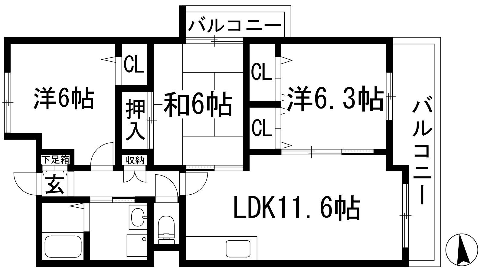 メルベーユ宝塚(3LDK/2階)の間取り写真