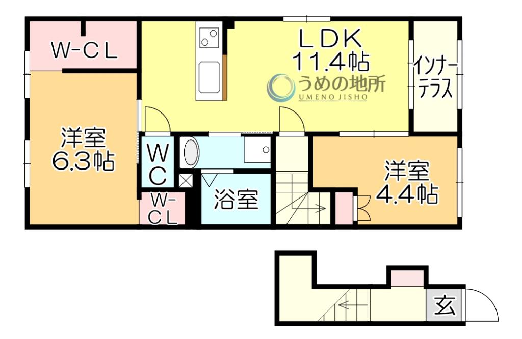 LIGHT SNOW(2LDK/2階)の間取り写真