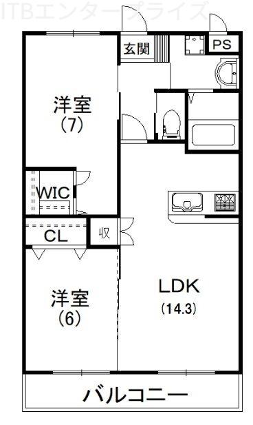 ティガーレジデンス(2LDK/1階)の間取り写真