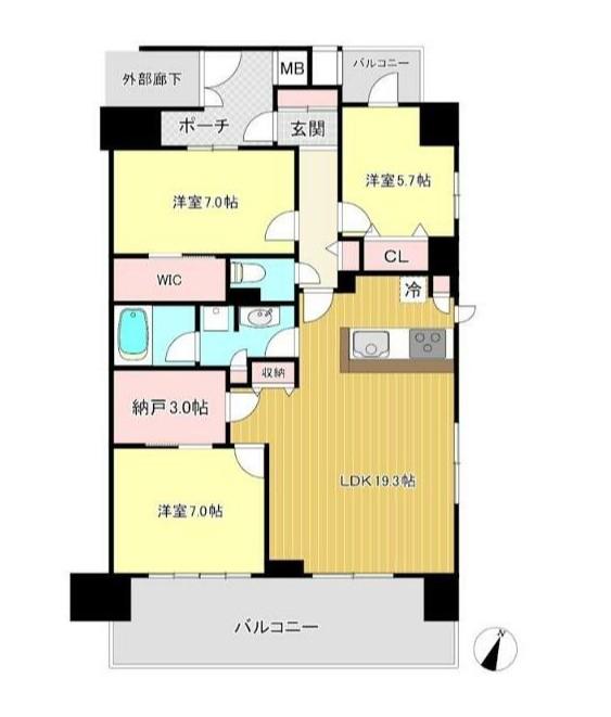 イニシア大宮宮原コンフォートリッジ(3SLDK/7階)の間取り写真