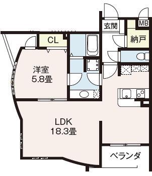 ポラリス島田(1LDK/2階)の間取り写真