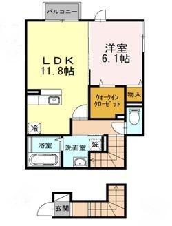 BELL ESPACEベルエスペース(1LDK/2階)の間取り写真