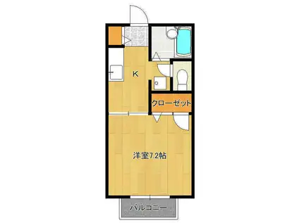 リヴェール高林C(1K/1階)の間取り写真