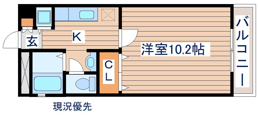 ビューハイツK(1K/3階)の間取り写真