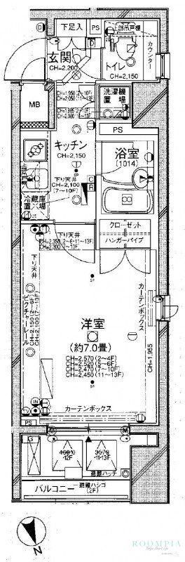 パレステュディオ新宿御苑駅前 709(1K/2階)の間取り写真