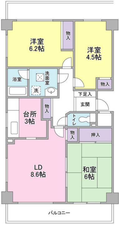 ファーサ宮崎台(3LDK/5階)の間取り写真
